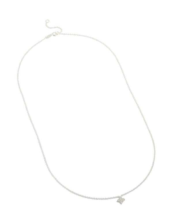 Showcasing a sterling silver cubic zirconia micro flower pendant necklace with dainty front view