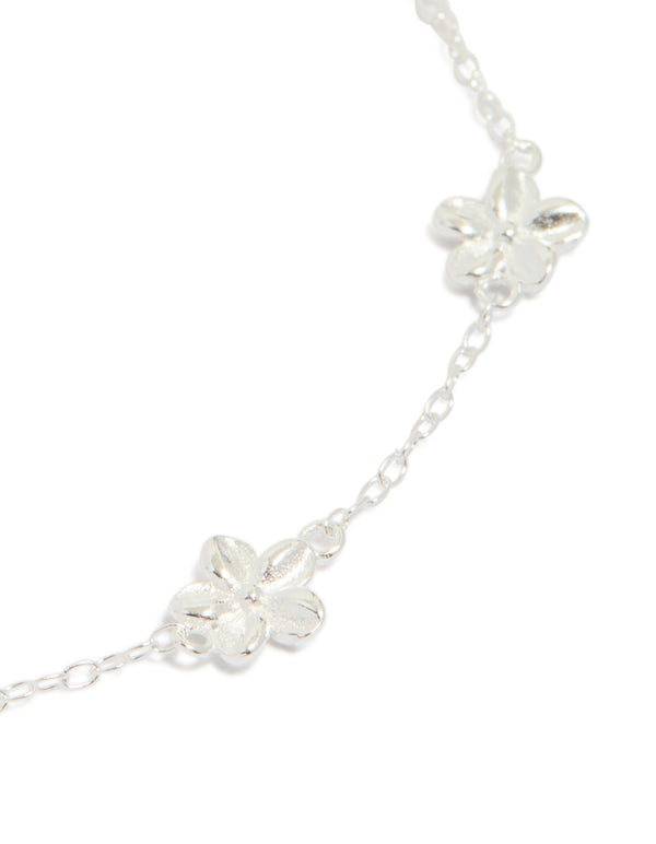 Sterling Silver Flower Trio Bracelet