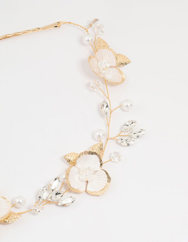 Gold Painted Flower Drop Earrings