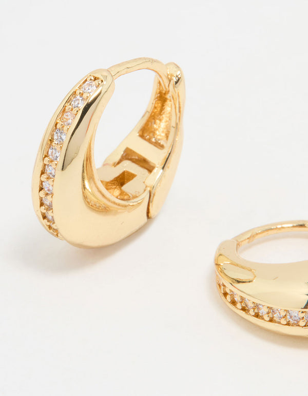 Gold Plated Cubic Zirconia Teardrop Hoop Earrings