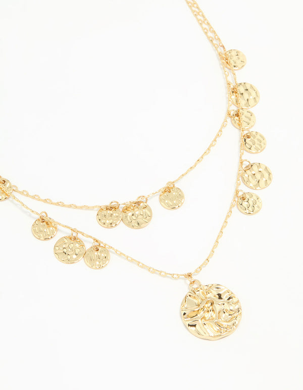 Gold Coin Layered Necklace