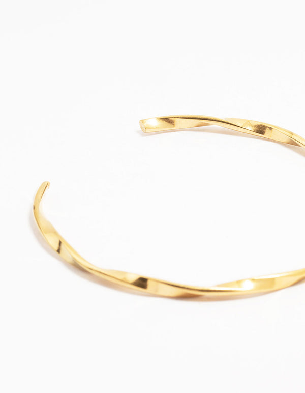 Waterproof Gold Plated Stainless Steel Twisted Wrist Cuff