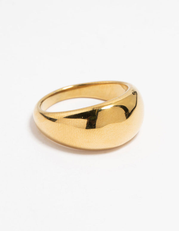 Waterproof Gold Plated Stainless Steel Bold Thick Signet Ring