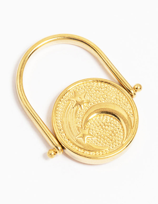Waterproof Gold Plated Stainless Steel Coin Twist Ring