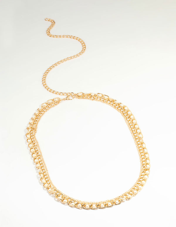 Gold Pearl Mixed Chain Belt