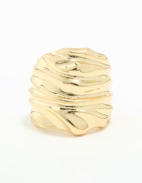 Gold Plated Molten Face Ring