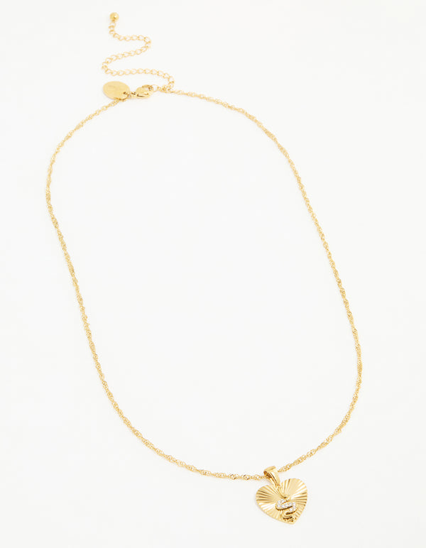 Waterproof Gold Plated Stainless Steel Snake Heart Necklace