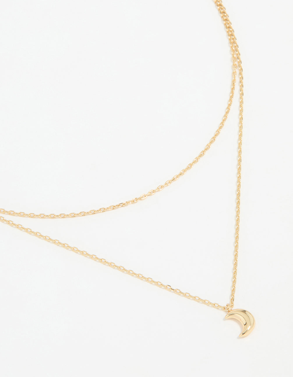 Waterproof Gold Plated Stainless Steel Moon Pendant Layered Necklace