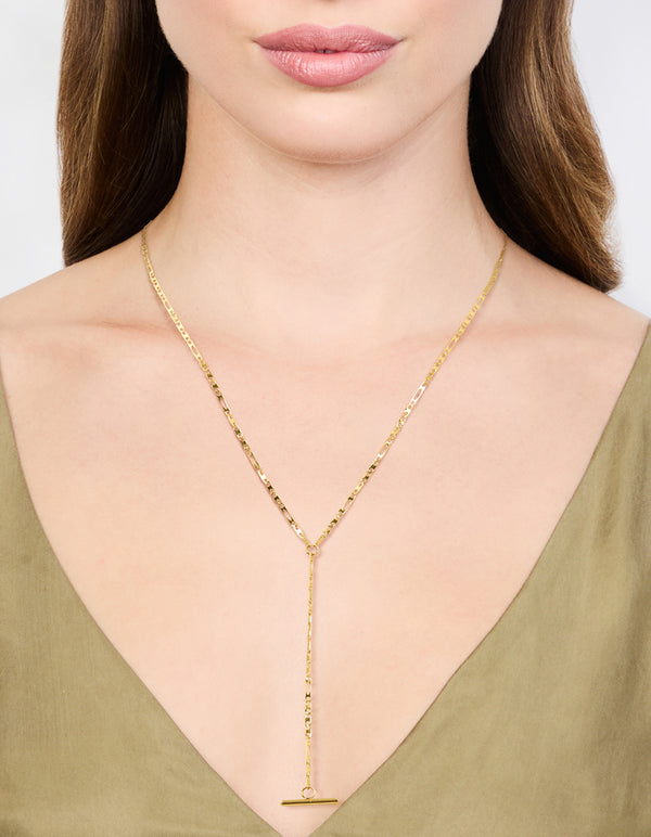 Waterproof Gold Plated Stainless Steel T-Bar Necklace