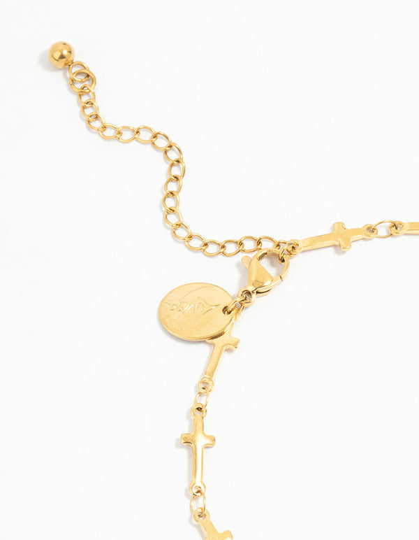 Waterproof Gold Plated Stainless Steel Cross Anklet