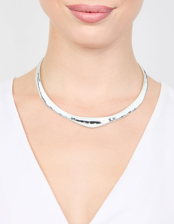 Silver Thin Choker Necklace