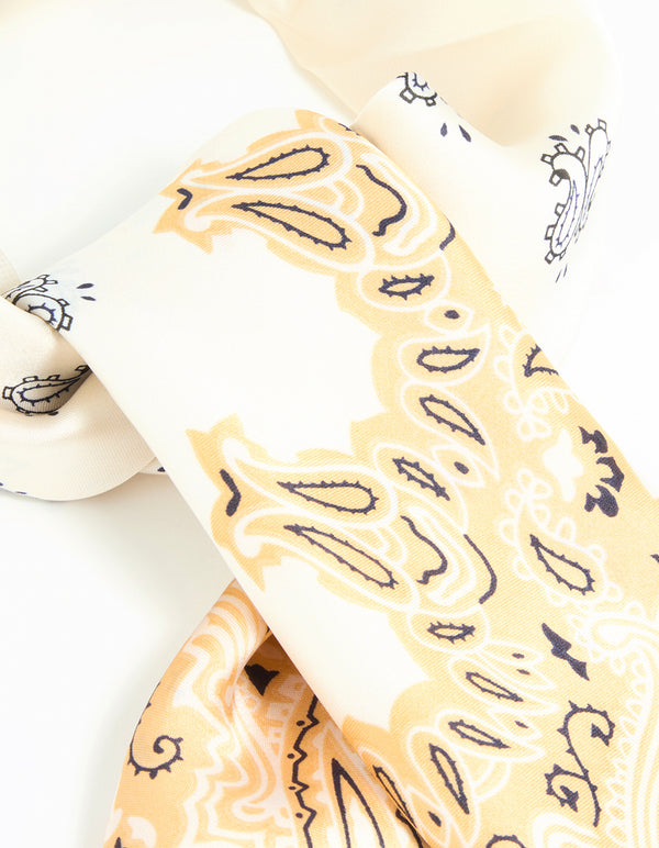 White Fabric Western Print Scarf