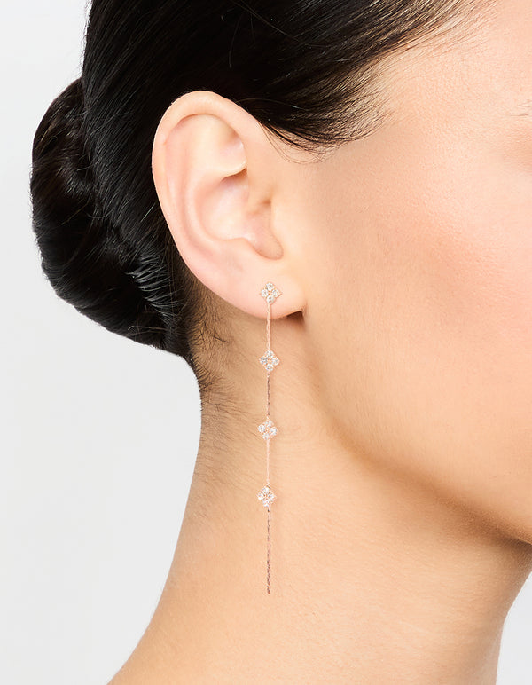 Rose Gold Dainty Flower Drop Earrings