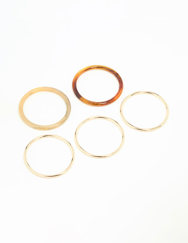 Gold & Tortoiseshell Bangles 5-Pack