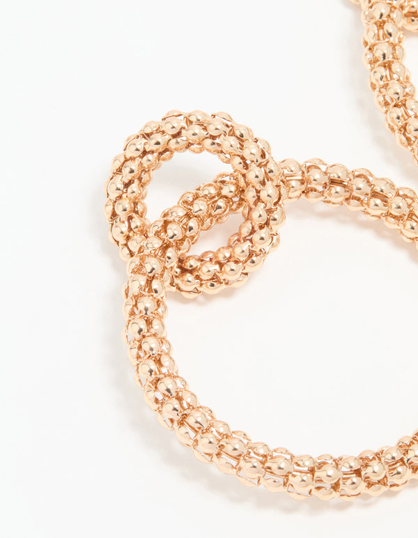 Gold Textured Double Circle Drop Earrings