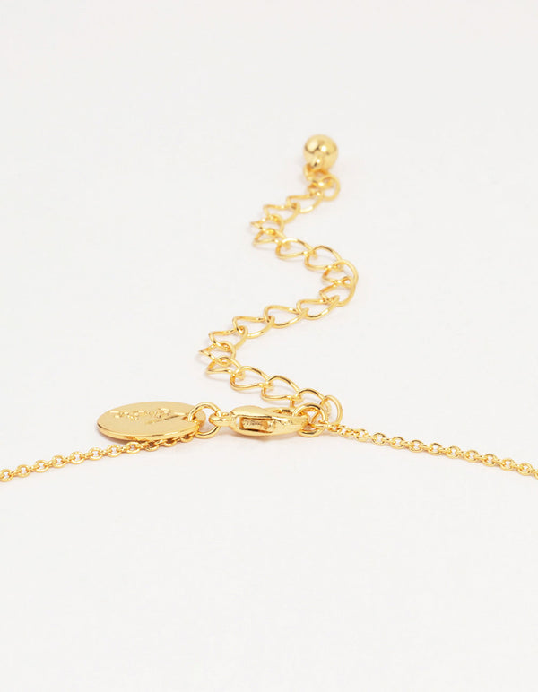 Gold Plated Brass Cubic Zirconia Y-Necklace