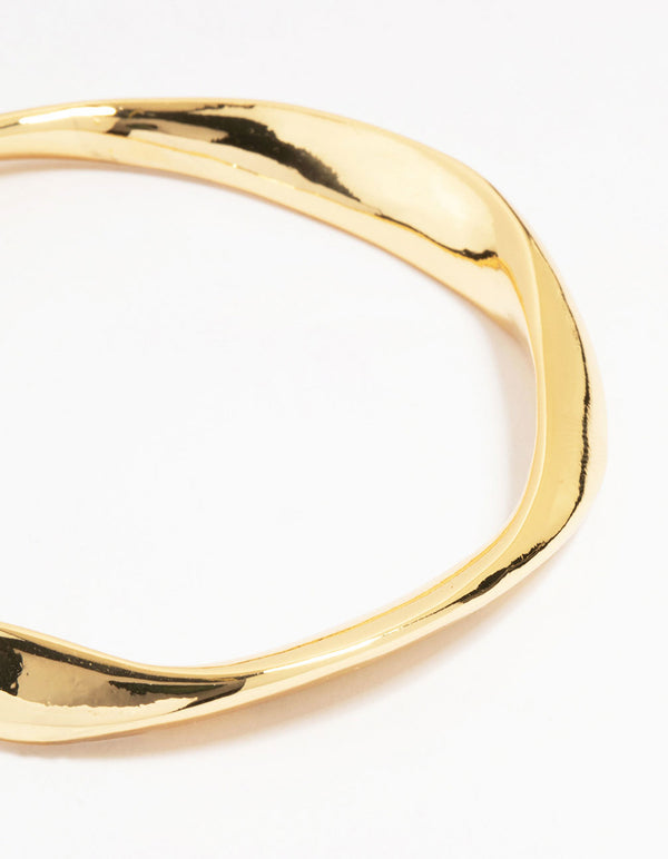Gold Plated Brass Statement Wavy Bangle