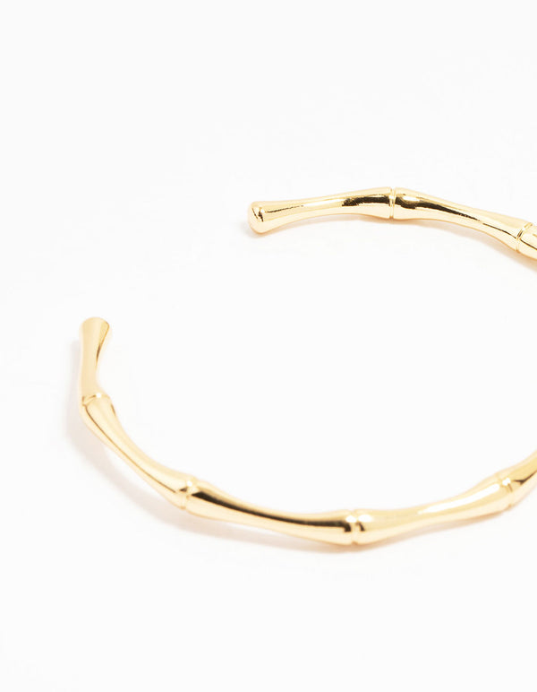Gold Plated Brass Bamboo Open Wrist Cuff