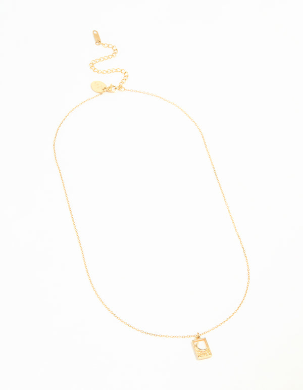 Waterproof Gold Plated Stainless Steel Moon Pendant Necklace