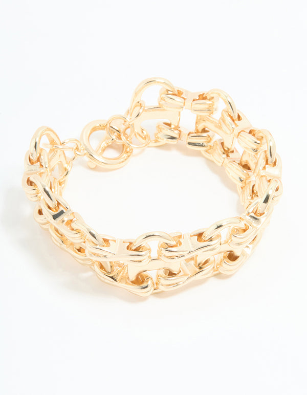 Gold Marina Ladder T & O Bracelet