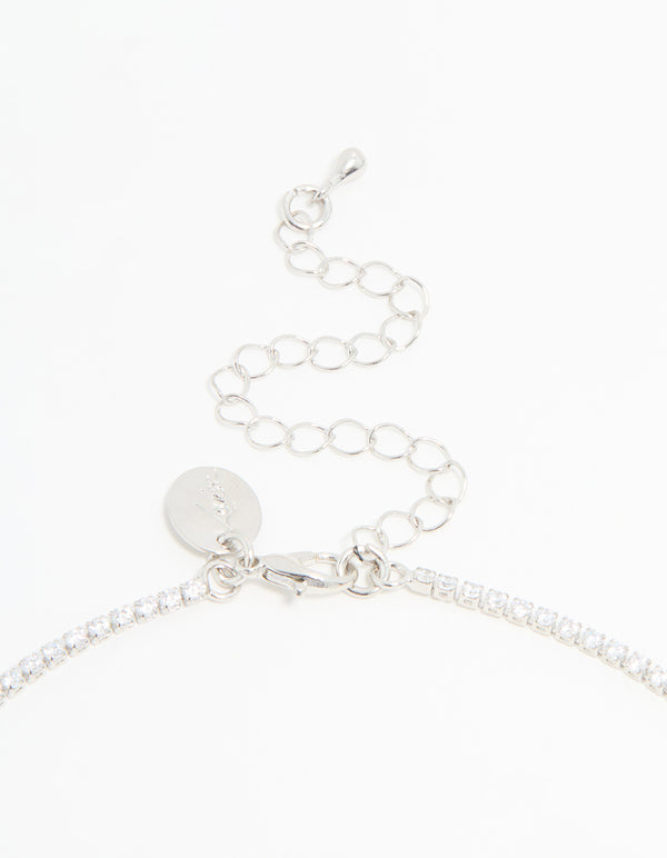 Silver Cubic Zirconia Marquise Pendant Necklace