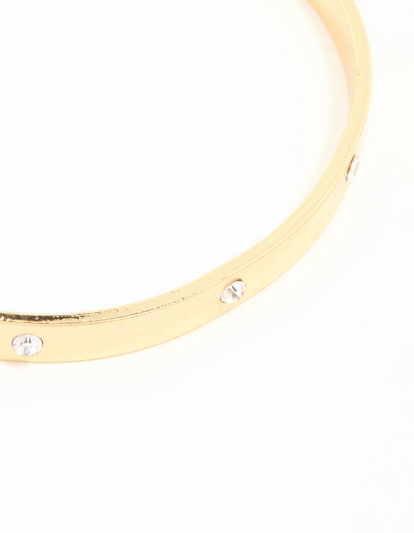 Gold Diamante Open Wrist Cuff