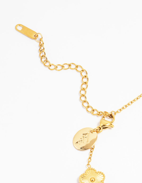 Waterproof Gold Plated Stainless Steel Five Petal Flower Bracelet