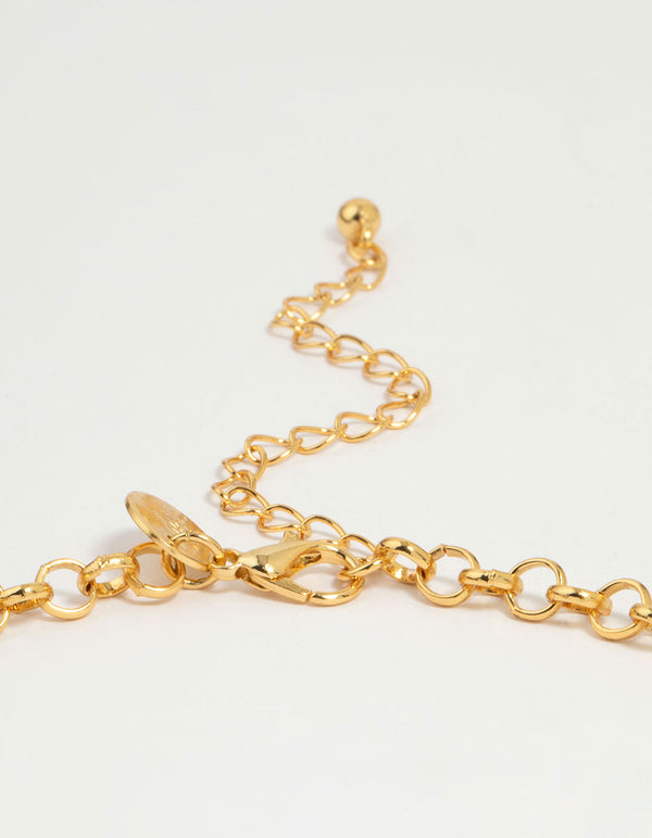 Gold Plated Coin Disc Charm Pendant Necklace