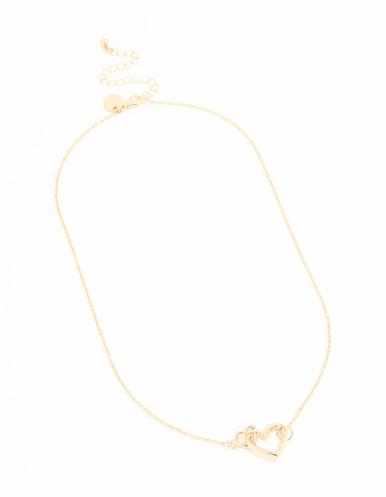 Olivia Heart Linked Necklace in Shiny Gold main image 1
