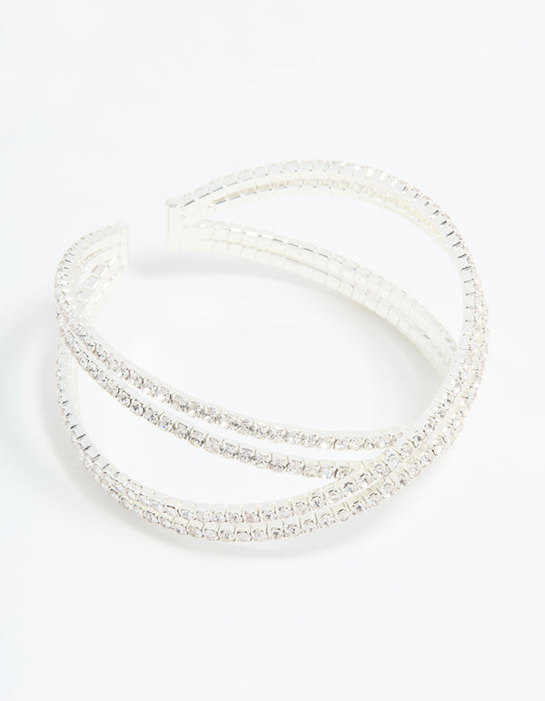 Silver Diamante Pavé Wrap Bangle