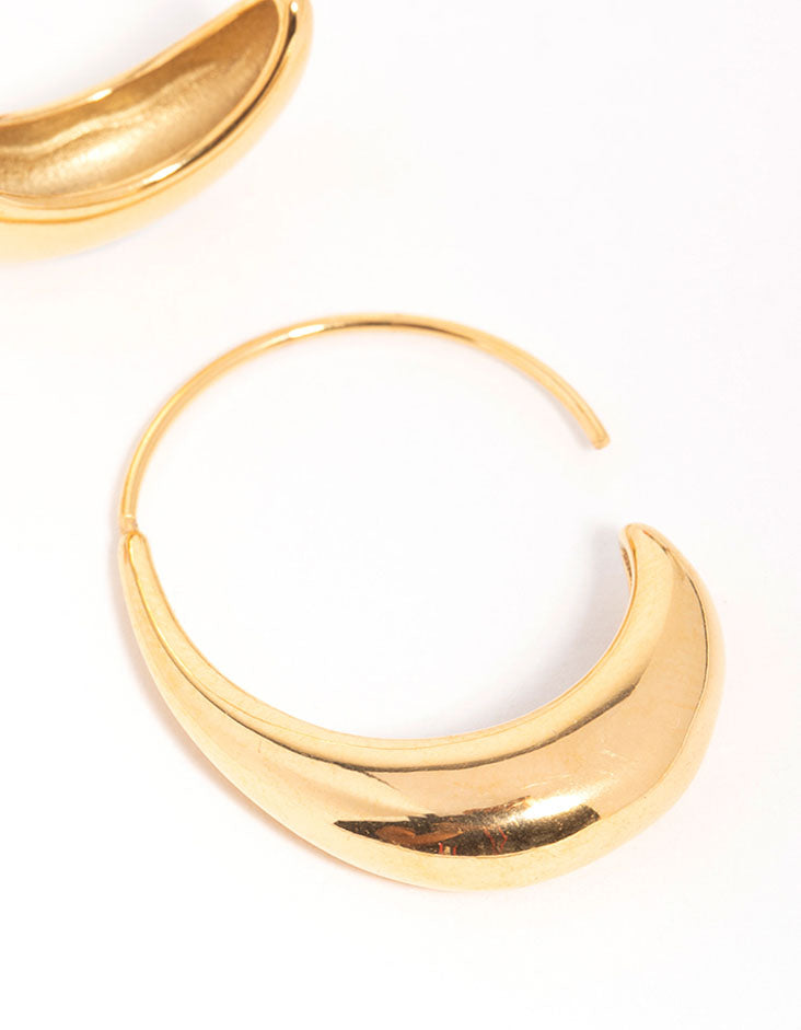 Explore waterproof gold plated stainless steel thick half hoop earrings featuring statement style in post detail view