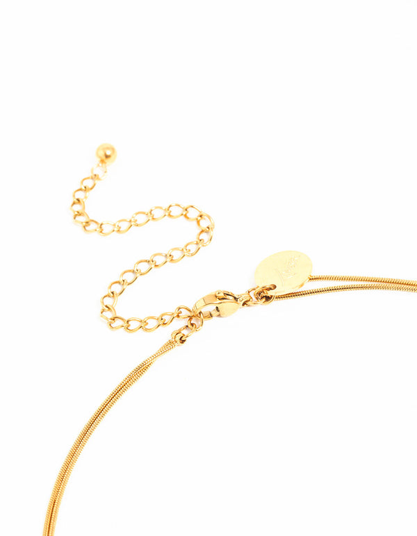 Waterproof Gold Plated Stainless Steel Ball Pendant Layered Necklace