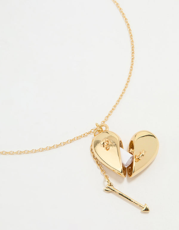 Gold Plated Heart Locket Pendant Necklace