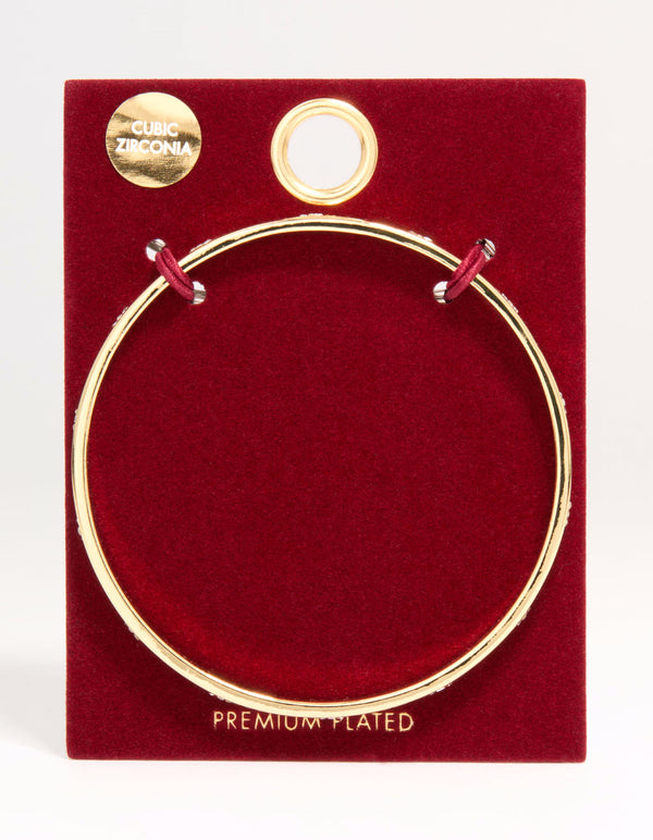 Gold Plated Cubic Zirconia Flower Bangle