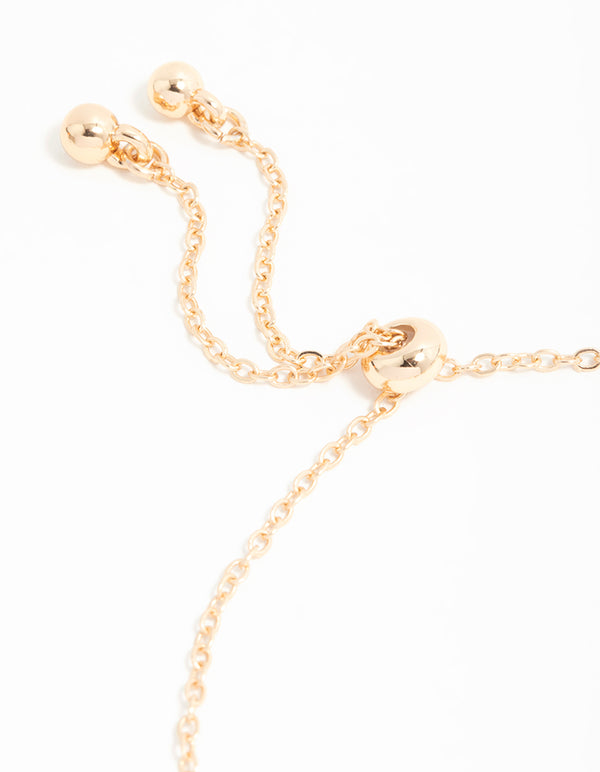 Gold Cubic Zirconia Black Flower Trio Bracelet