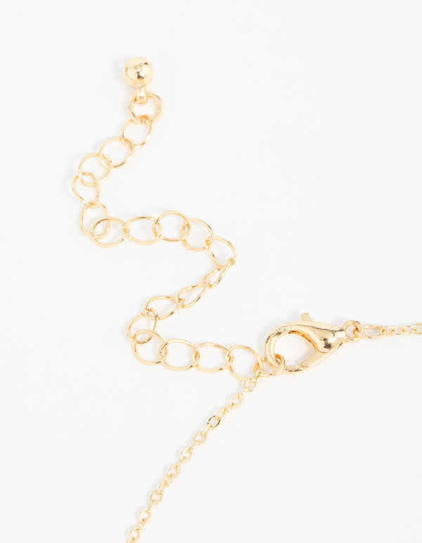Gold Plated Cubic Zirconia Black Flower Pendant Necklace