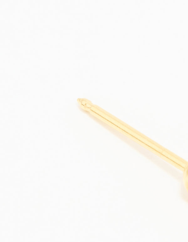 Crafted from surgical stainless steel, this 24K gold plated 3MM piercing stud features cubic zirconia in clear belly view
