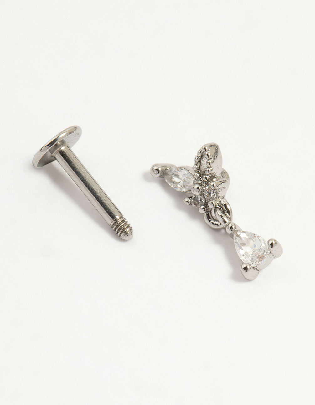 Surgical Steel Cubic Zirconia Marquise Drop Flat Back Stud