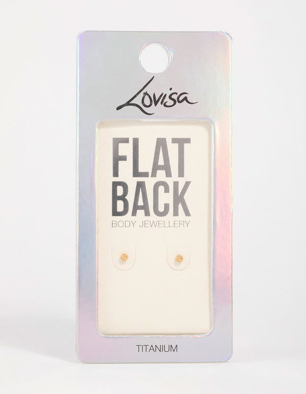 Gold Plated Titanium Micro Ball Flat Back Studs 2-Pack