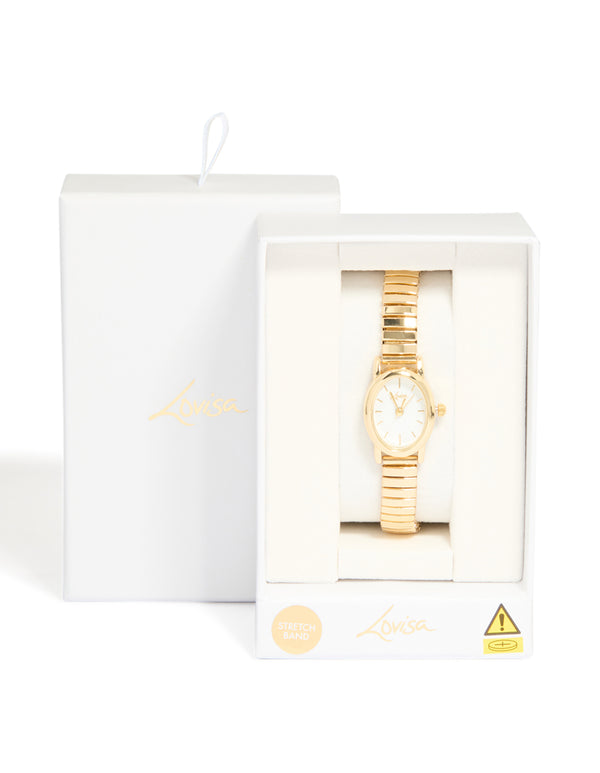 Gold Mini Oval Stretch Watch