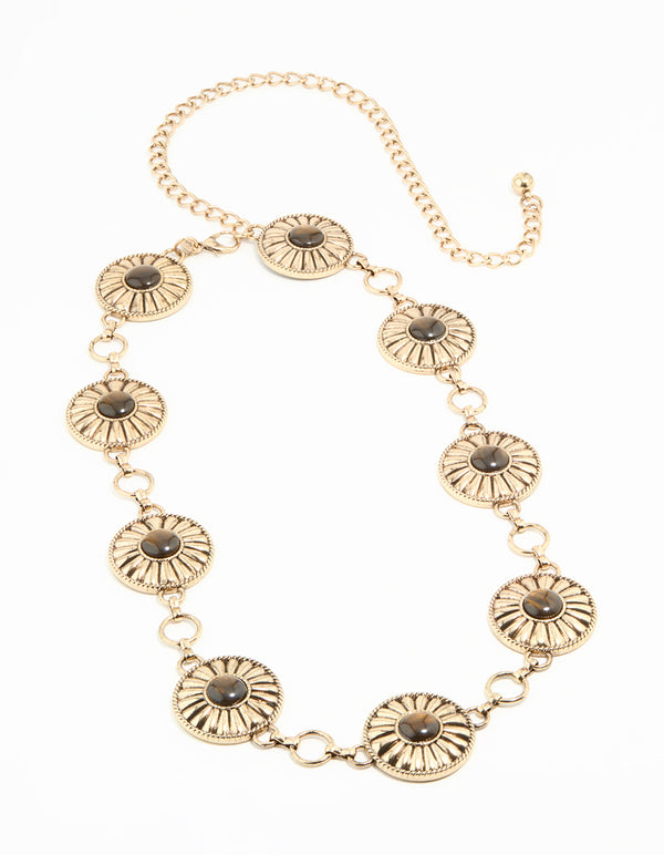 Antique Gold Bohemian Disc Belt