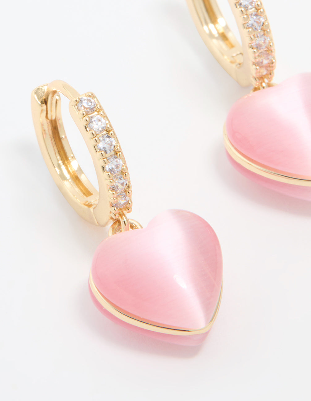 Gold Plated Cubic Zirconia Heart Hoop Earrings