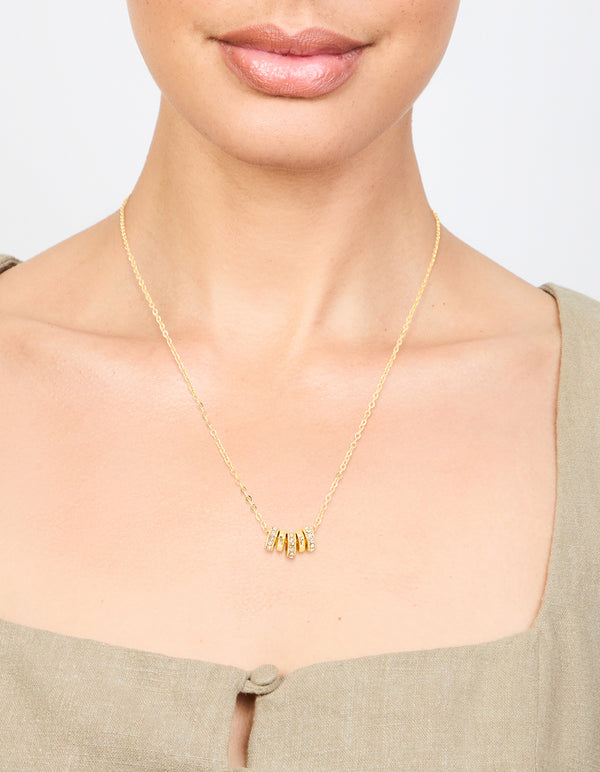 Gold Plated Cubic Zirconia Rondell Necklace