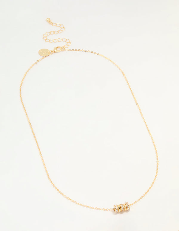 Gold Plated Cubic Zirconia Rondell Necklace