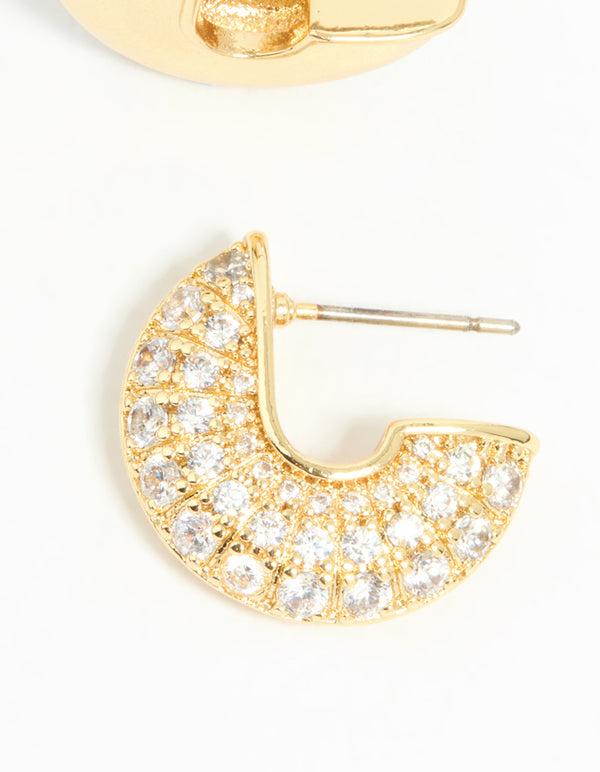 Gold Plated Cubic Zirconia Mini Hoop Earrings