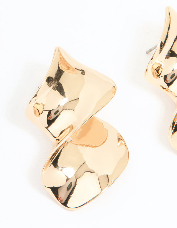 Gold Large Swirl Stud Earrings