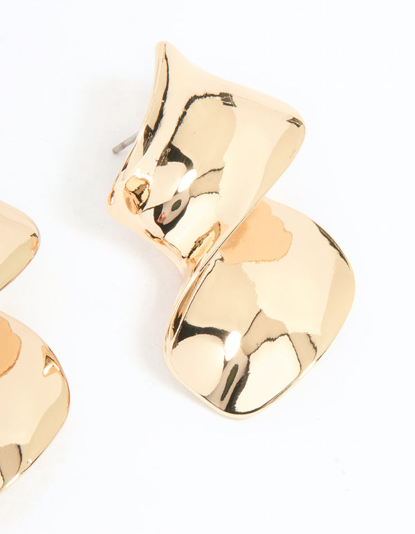Gold Large Swirl Stud Earrings