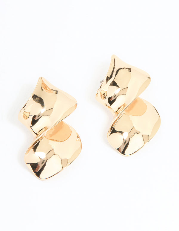 Gold Large Swirl Stud Earrings