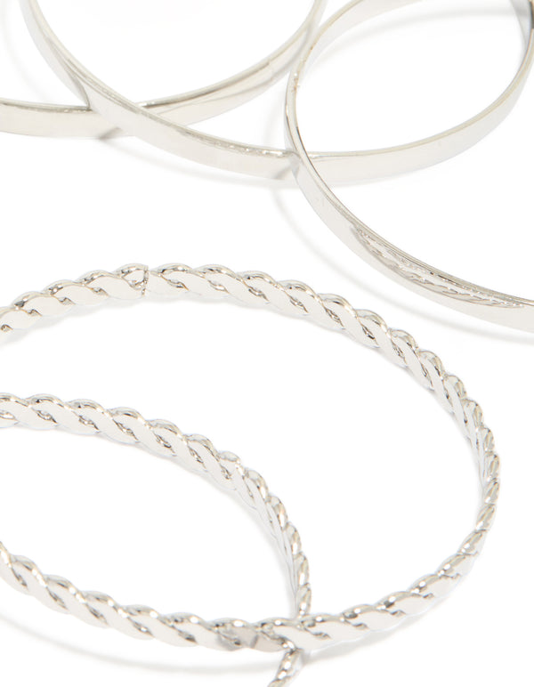 Showcasing antique silver molten textured bangles pack closure detail view