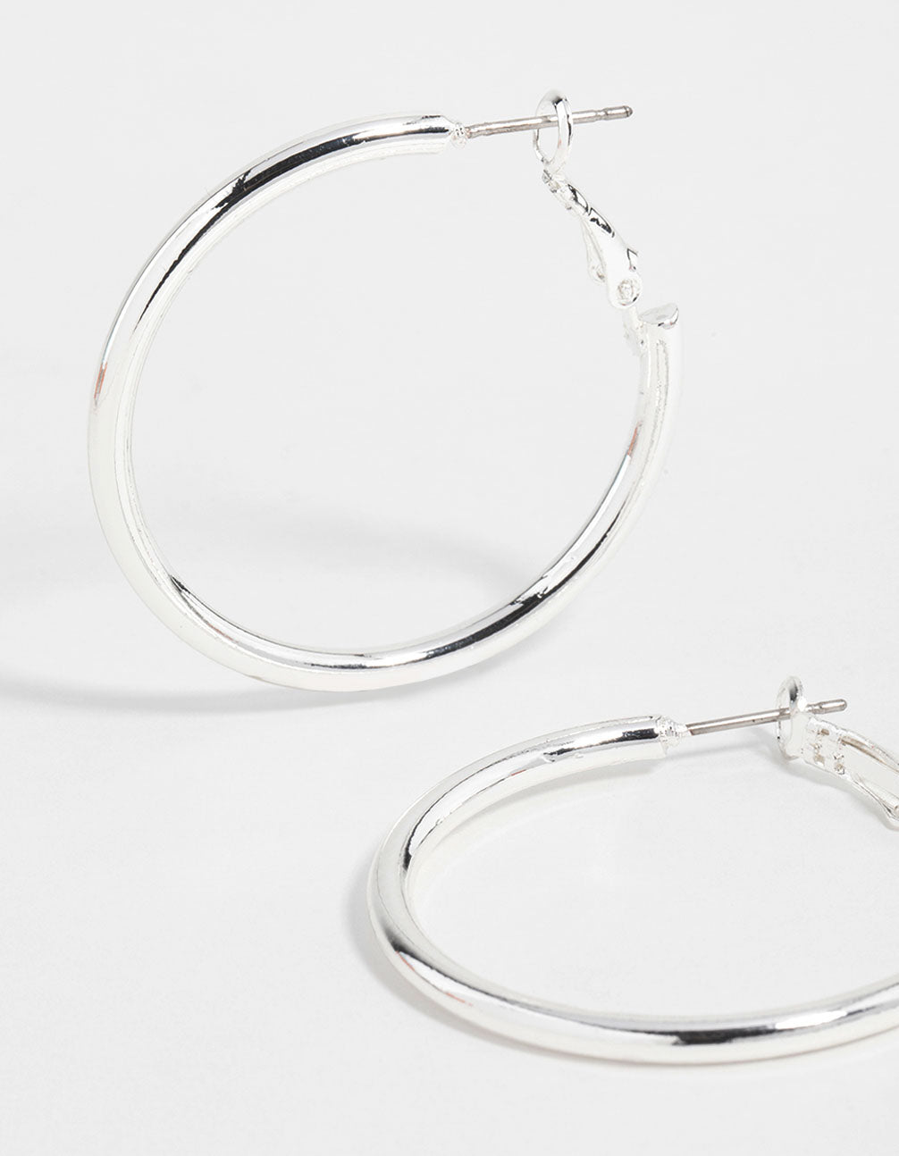 Silver Narrow Hinged Hoop Earrings